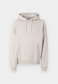 Felpa leggera beige con tasca a marsupio, cappuccio con coulisse e piccolo testo bianco "II" sul petto. Tessuto morbido con polsini e orlo a coste.