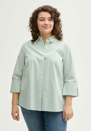 PLUS SIZE - MIT STREIFENMUSTER - Gombos blúz - mid green white stripe