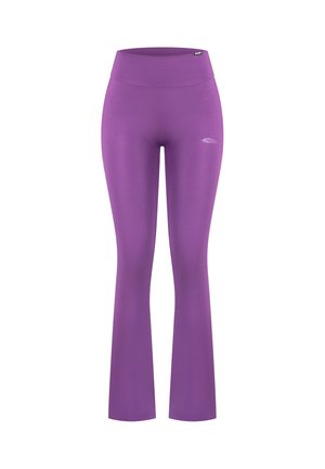 Lilla leggings med vidde nederst og høj talje, lavet af et glat, elastisk materiale. Har et lille logo ved hoften.