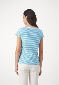 Mads Nørgaard STRIPE TEASY TEE - T-Shirt print - brilliant white/mediterranian blue