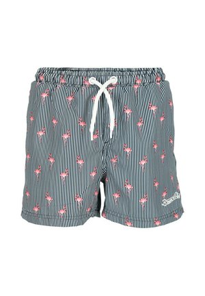 Badeshorts - navy stripe/flamingo