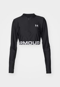 HEATGEAR 1/4 ZIP - Hosszú ujjú felső - black/white