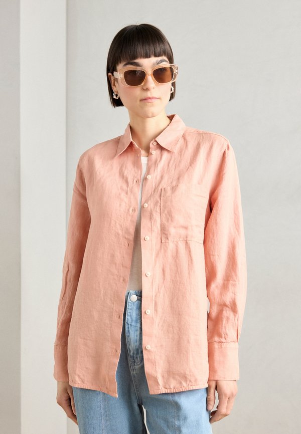 BLOUSE EASY SHAPED LONG SLEEVE CHEST POCKET SOLIDw - Button-down blouse - mellow peach2