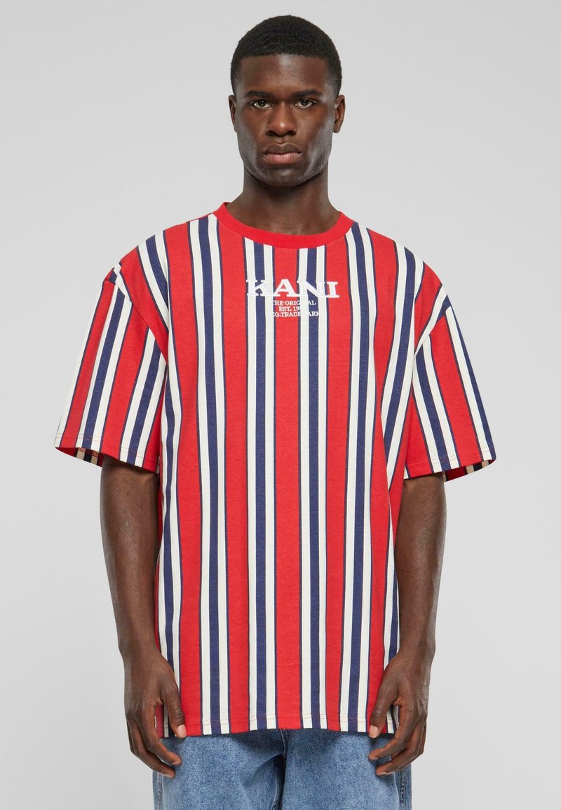 Karl Kani - KM241-034-1 RETRO STRIPED  - T-shirt con stampa - red navy offwhite, Ingrandire