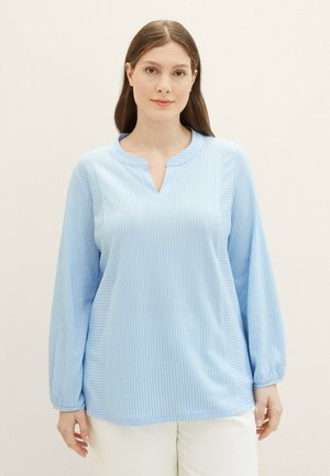 Blouse - blue white thin stripe