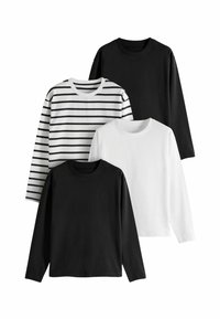 THE SET HEAVYWEIGHT CREW NECK  4 PACK REGULAR FIT - Longsleeve - black black white black white stripe