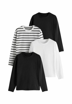 THE SET HEAVYWEIGHT CREW NECK  4 PACK REGULAR FIT - Maglietta a manica lunga - black black white black white stripe