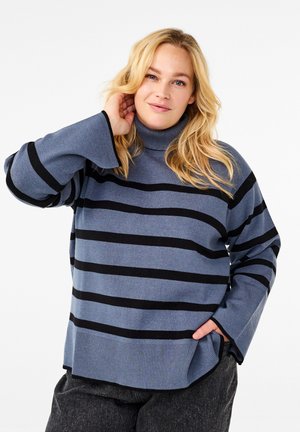 GESTREIFTER MIT ROLLKRAGEN - Striktrøje - bsea w blackstripes