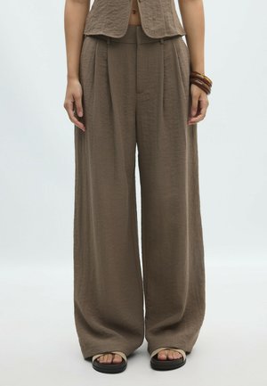 Stradivarius, WIDE-LEG SMART TROUSERS WITH BUTTONS 04536428 - Pantalon classique - mottled light brown