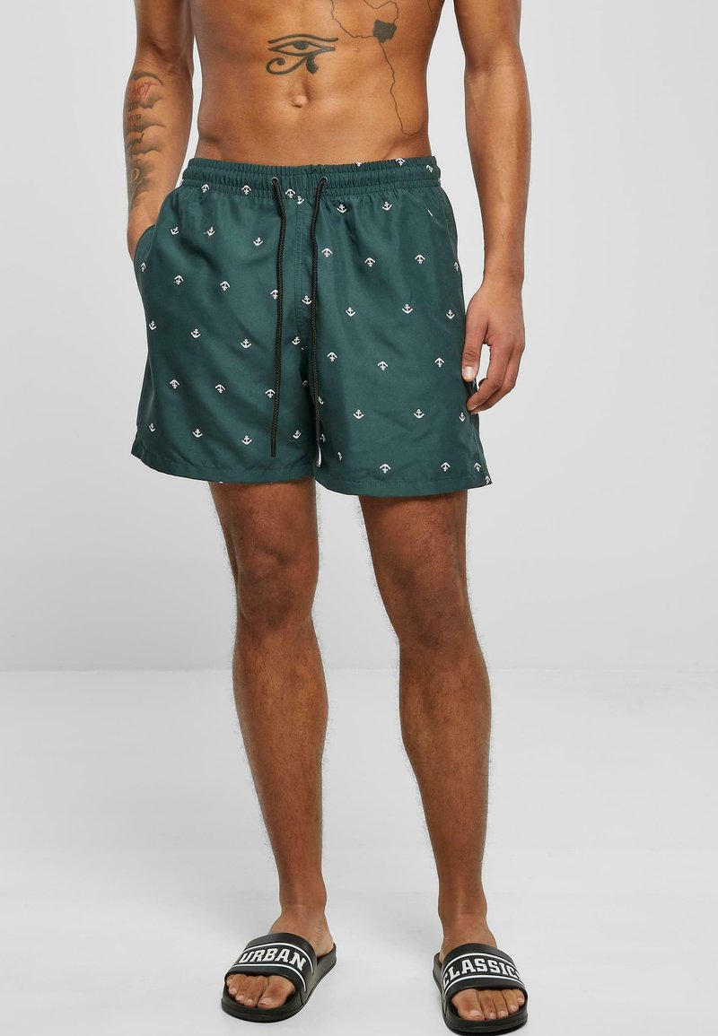 Urban Classics EMBROIDERY - Fürdőnadrág - anchor bottlegreen white