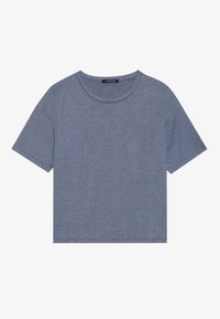 Kurzärmliges, cropped T-Shirt in einem hellblauen Melange. Mit Rundhals und entspannter Passform. Weiche Textur und minimalistisches Design.