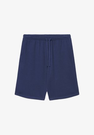 Marineblaue Freizeithose mit elastischem Bund und vorderem Kordelzug, ausgestattet mit Seitentaschen und lockerem Schnitt.