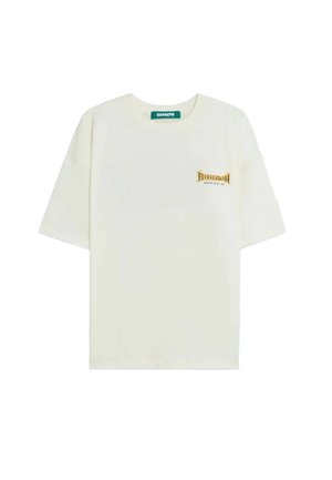 Väriltään luonnonvalkoinen, lyhythihainen T-paita, jossa vasemmassa rinnassa pieni keltainen "Barrow"-logo ja kauluksen sisäpuolella vihreä merkki.