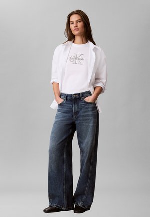 Calvin Klein Jeans, CLASSIC GLITTER MONOLOGO TEE - T-shirt con stampa - bright white