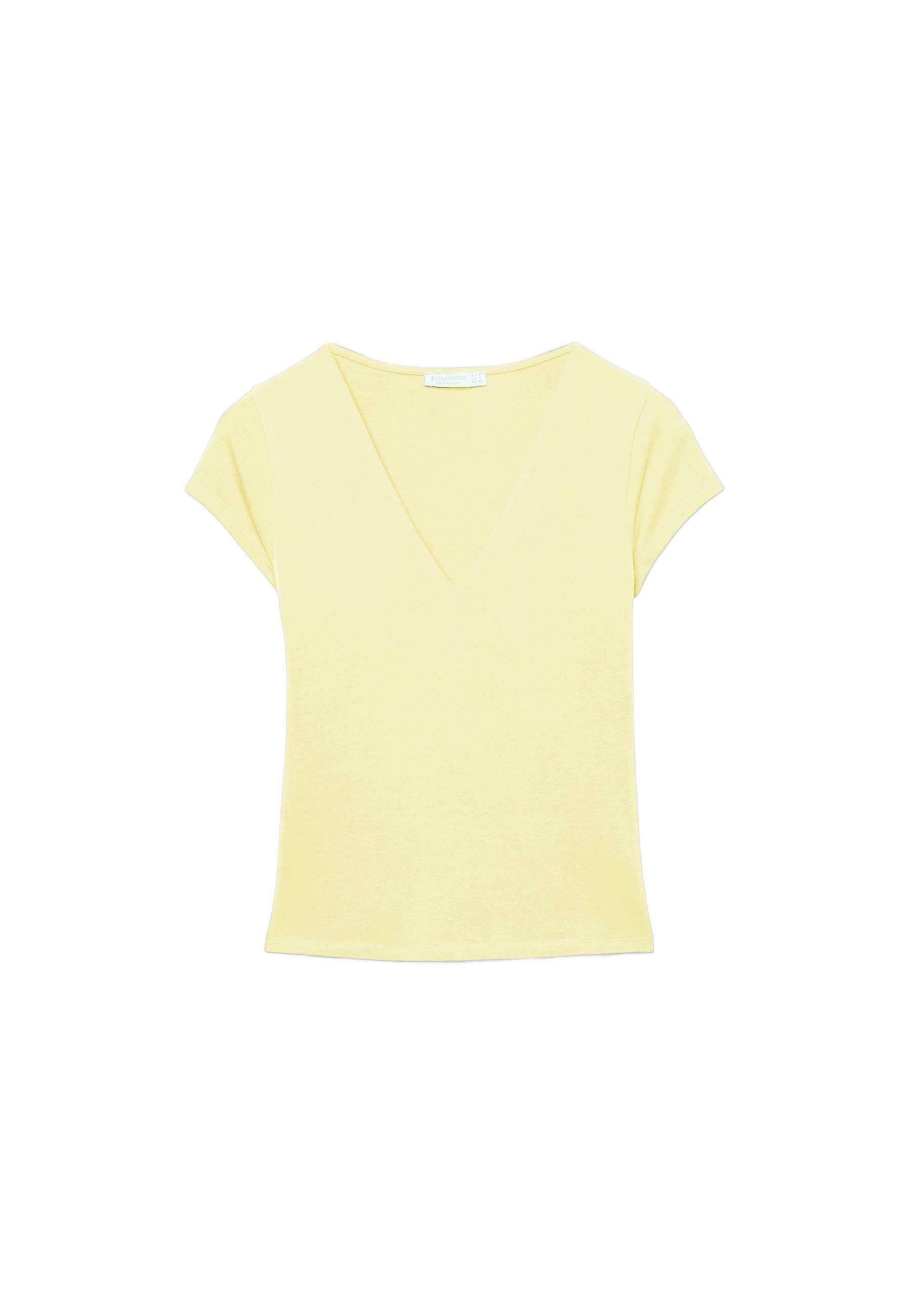 Light yellow V-neck T-shirt