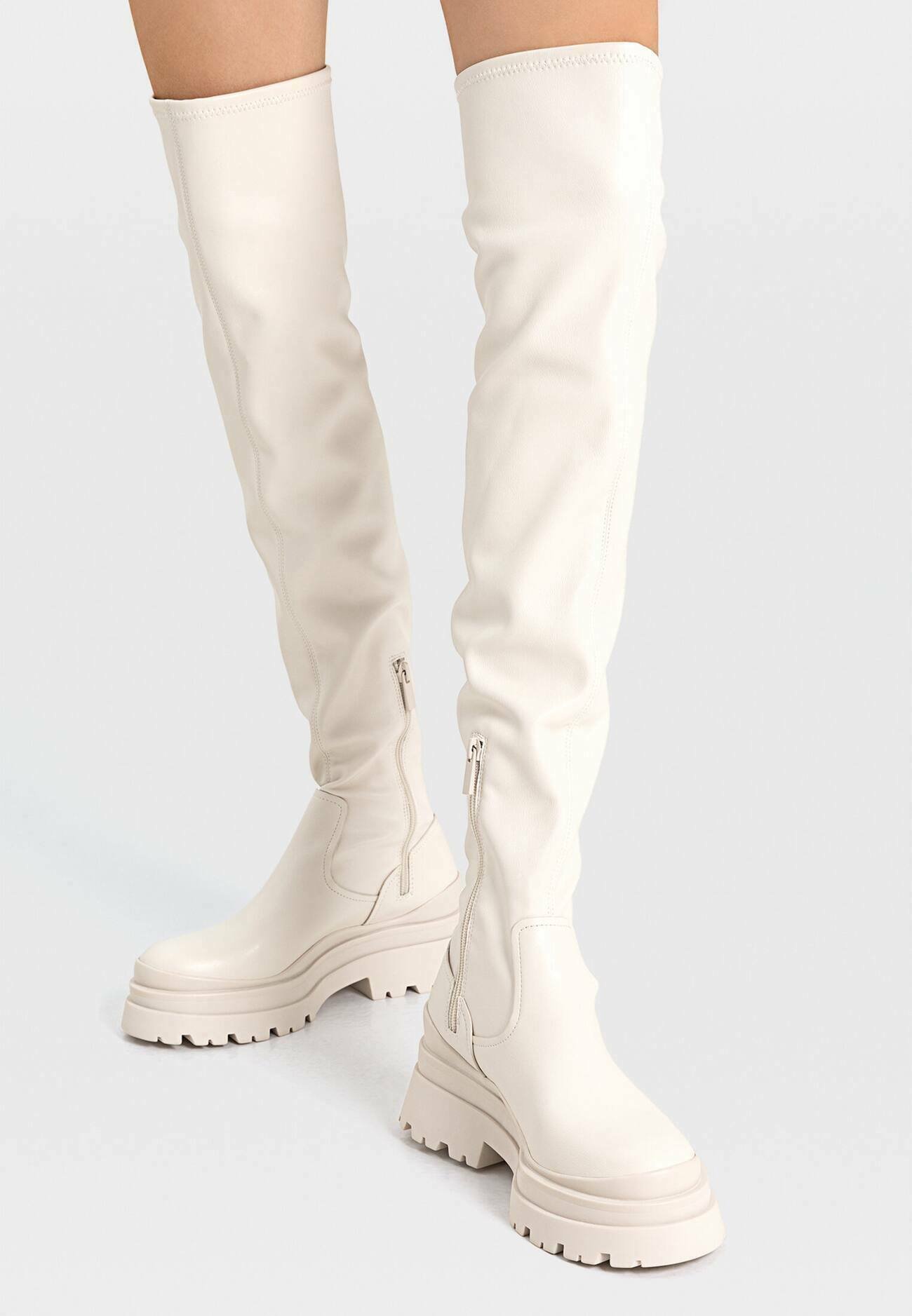 Shoes Overknee Stiefel Spitz Flach Overknee Stiefel Kniehohe