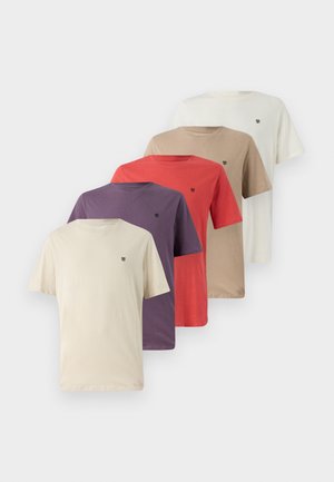 JPRBRODY TEE CREW 5 PACK - Basic T-shirt - snow white/cranberry/oatmilk/vintage violet/mocha meringue