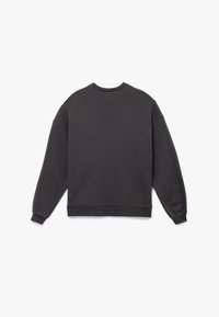 Mørkegrå sweatshirt med rund hals, lange ærmer og ribbede manchetter. Lavet af blødt stof med en glat, ensartet tekstur.