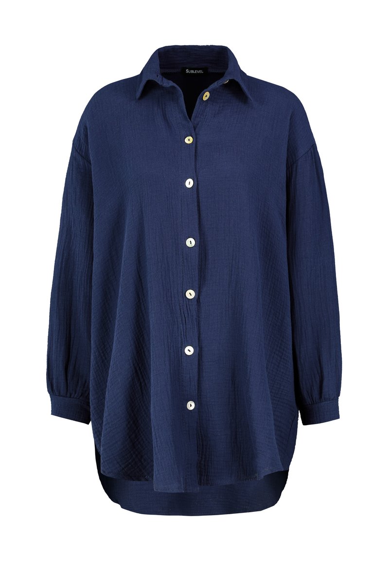 Sublevel LANGE - Button-down blouse - dark blue