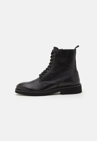 LEATHER - Snörstövletter - black