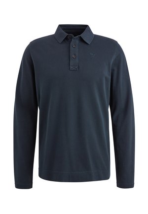 Mornarica dugih rukava polo majica izrađena od mekanog pamuka. Ima ovratnik, placket s tri gumba i suptilan tonalan logotip na prsima.