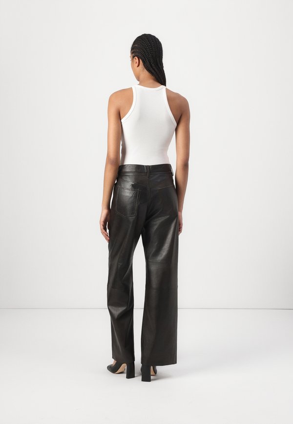 ELIJAH - Leather trousers - espresso2