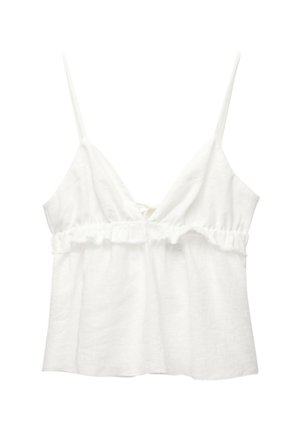 PULL&BEAR RUFFLED STRAPPY  - Top - white