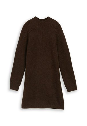 TOM TAILOR DENIM, TOM TAILOR DENIM KLEIDER & JUMPSUITS MINI-STRICKKLEID IN MELANGE-OPTIK - Strickkleid - cool dark brown melange