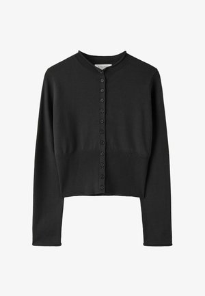 Stradivarius, FITTED STAND COLLAR CARDIGAN - Gilet - black