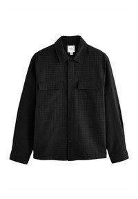 REGULAR FIT TEXTURED WAFFLE LONG SLEEVE - Marškiniai - black