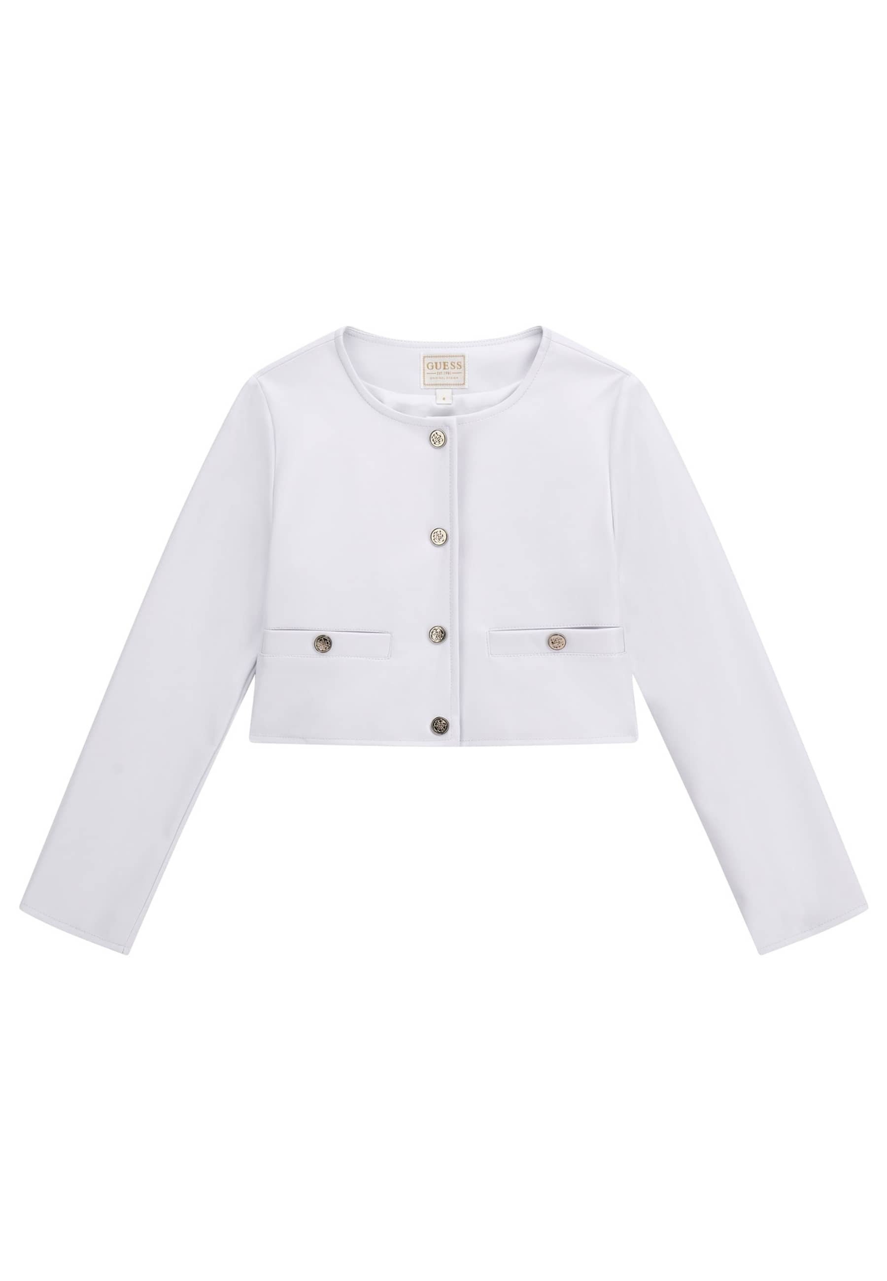 Guess CROPPED Veste en similicuir weiß/blanc ZALANDO