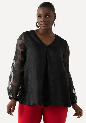 LAYERED FLORAL LONG SLEEVE - Blouse - black