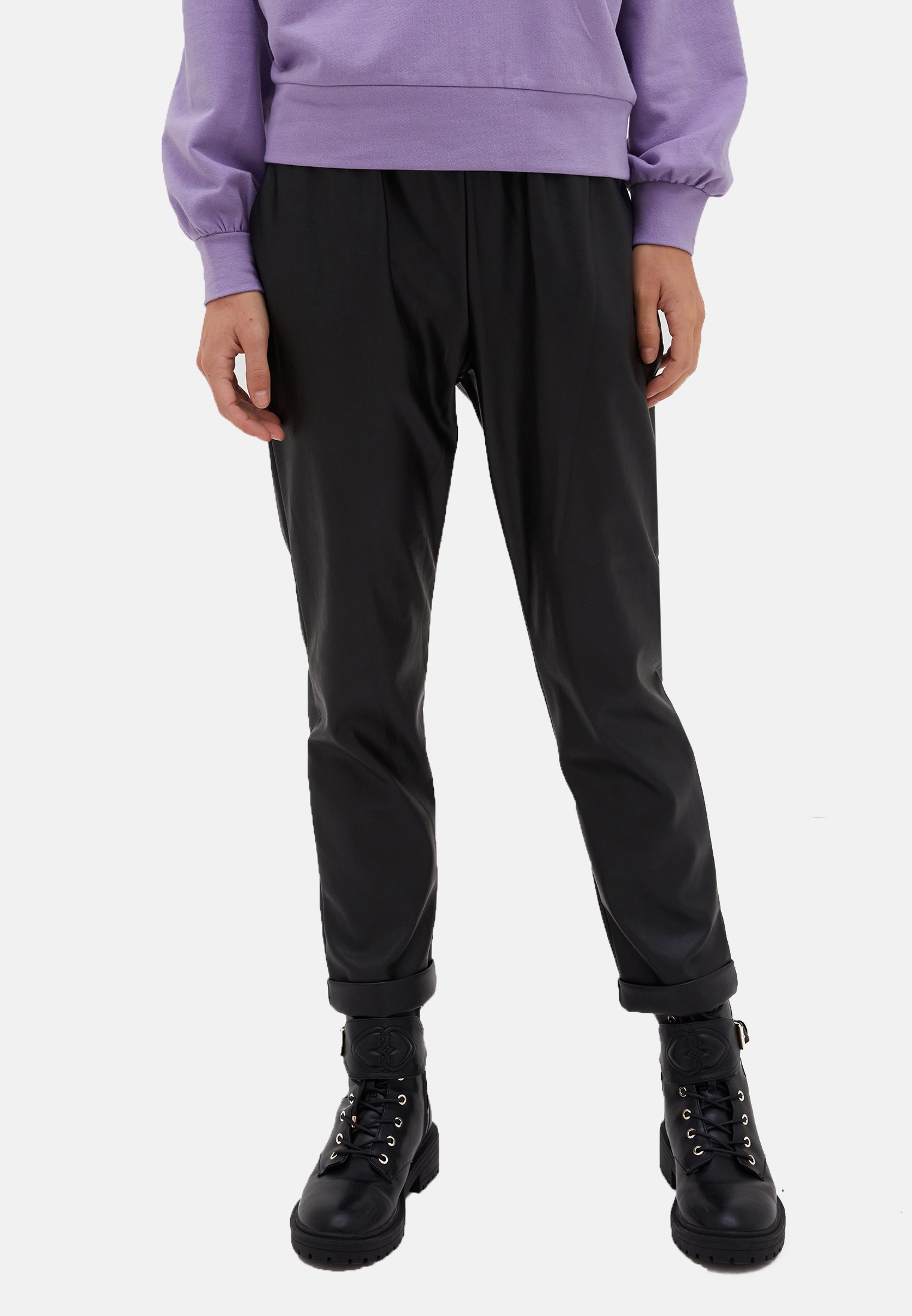Motivi Pantaloni di pelle - nero - Zalando.it