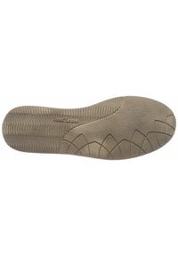 Lichtbruine schoeninlegzool met een gestructureerd oppervlak, voorzien van een golvend patroon en een diamantprofiel voor grip. Gemarkeerd met merk en maat.