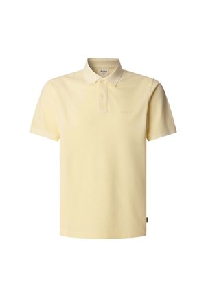 Jasnożółta koszulka polo wykonana z bawełny. Posiada płaski kołnierzyk, krótkie rękawy oraz małe logo na klatce piersiowej. Prosty i klasyczny design.