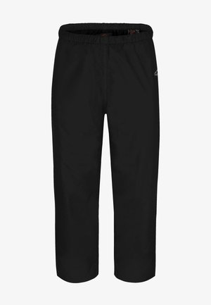Schwarze wasserdichte Hose mit elastischem Bund, geradem Schnitt und kleinem Logodetail in der Nähe des Bundes. Leichtes Material.
