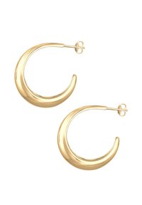 Boucles d'oreilles créoles en ton or, finition polie, design ouvert, légères, maintenues par un fermoir à pression.