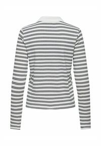 Langærmet skjorte med krave, prydet med vandrette sorte og hvide striber. Fremstillet af et glat, blødt stof med en tætsiddende pasform.