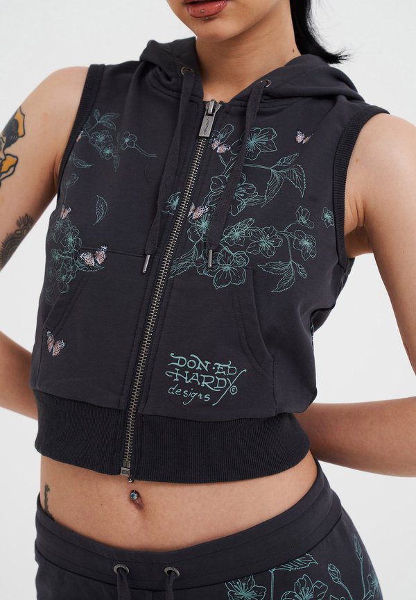 TRUE TO MY LOVE CROPPED SLEEVELESS - Sweatjacke - charcoal