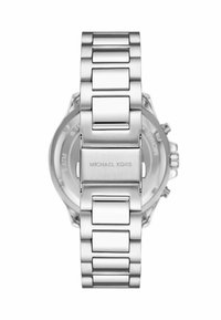 Orologio in acciaio inox argentato con design del bracciale a maglia e cassa rotonda. Presenta una finitura spazzolata e il logo del marchio inciso sulla fibbia.