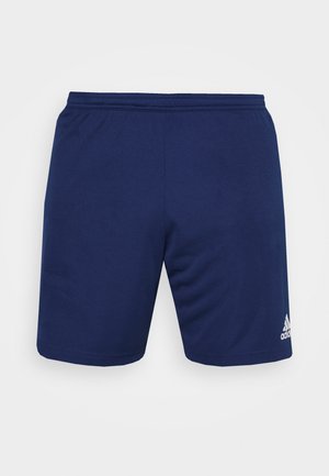 Shorts de sport navy en tissu respirant. Caractérisés par une taille élastique et le logo Adidas en blanc en bas à droite.