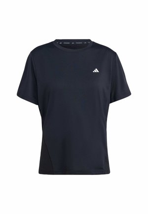 Navy urheilu t-paita, joka on valmistettu kevyestä kankaasta, jossa on pyöreä kaula-aukko, lyhyet hihat ja valkoinen Adidas-logo rinnassa.
