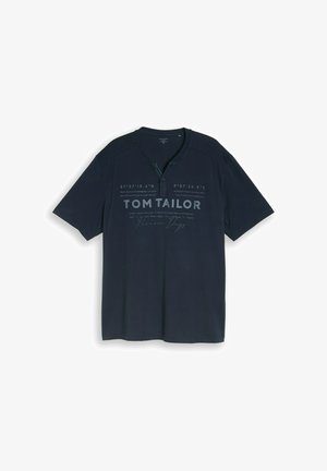 TOM TAILOR, TOM TAILOR T-SHIRT PLUS SIZE - HENLEY T-SHIRT IM USED-LOOK - T-shirts print - sky captain blue