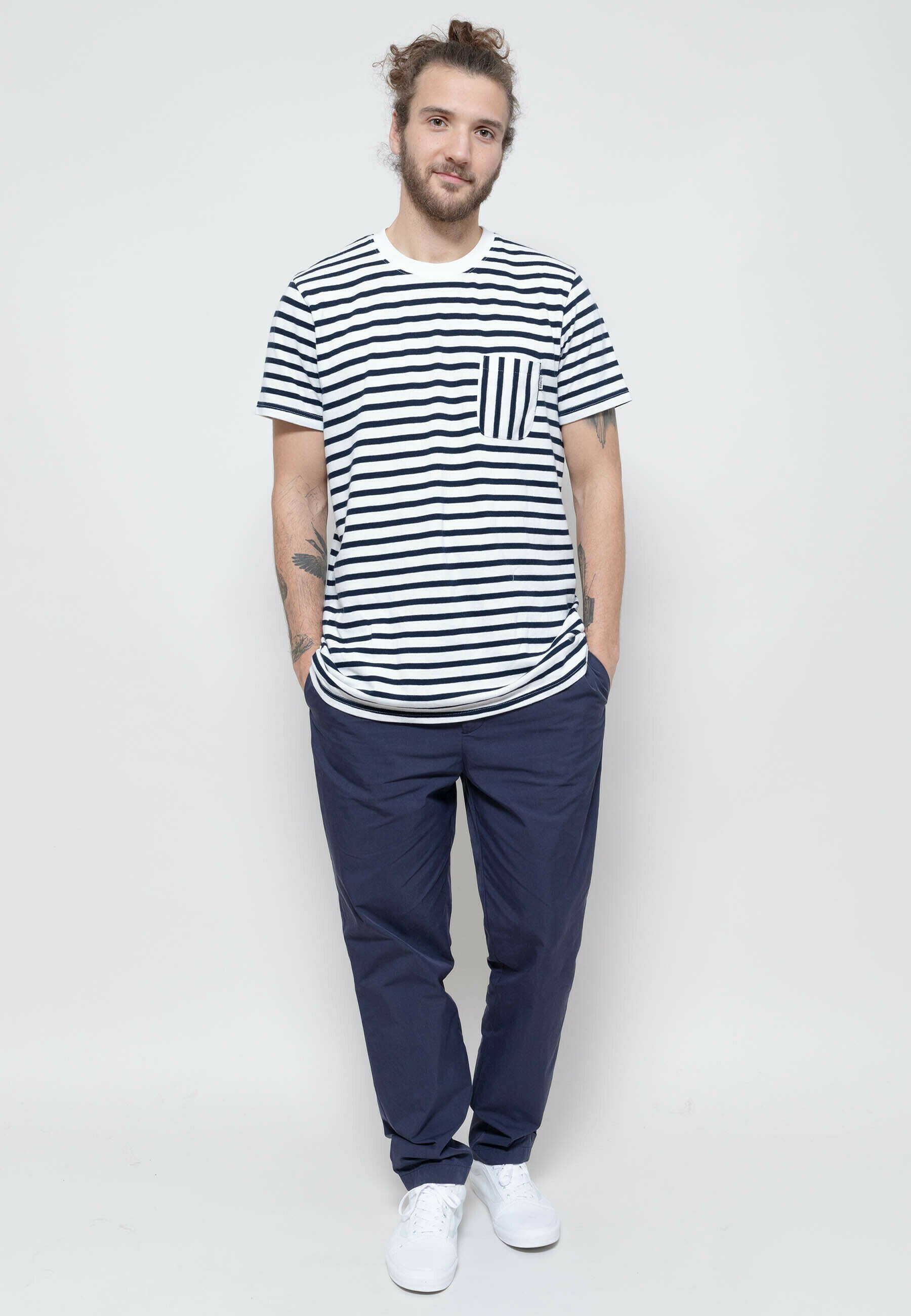 Wemoto T-Shirt print - off white-navy 