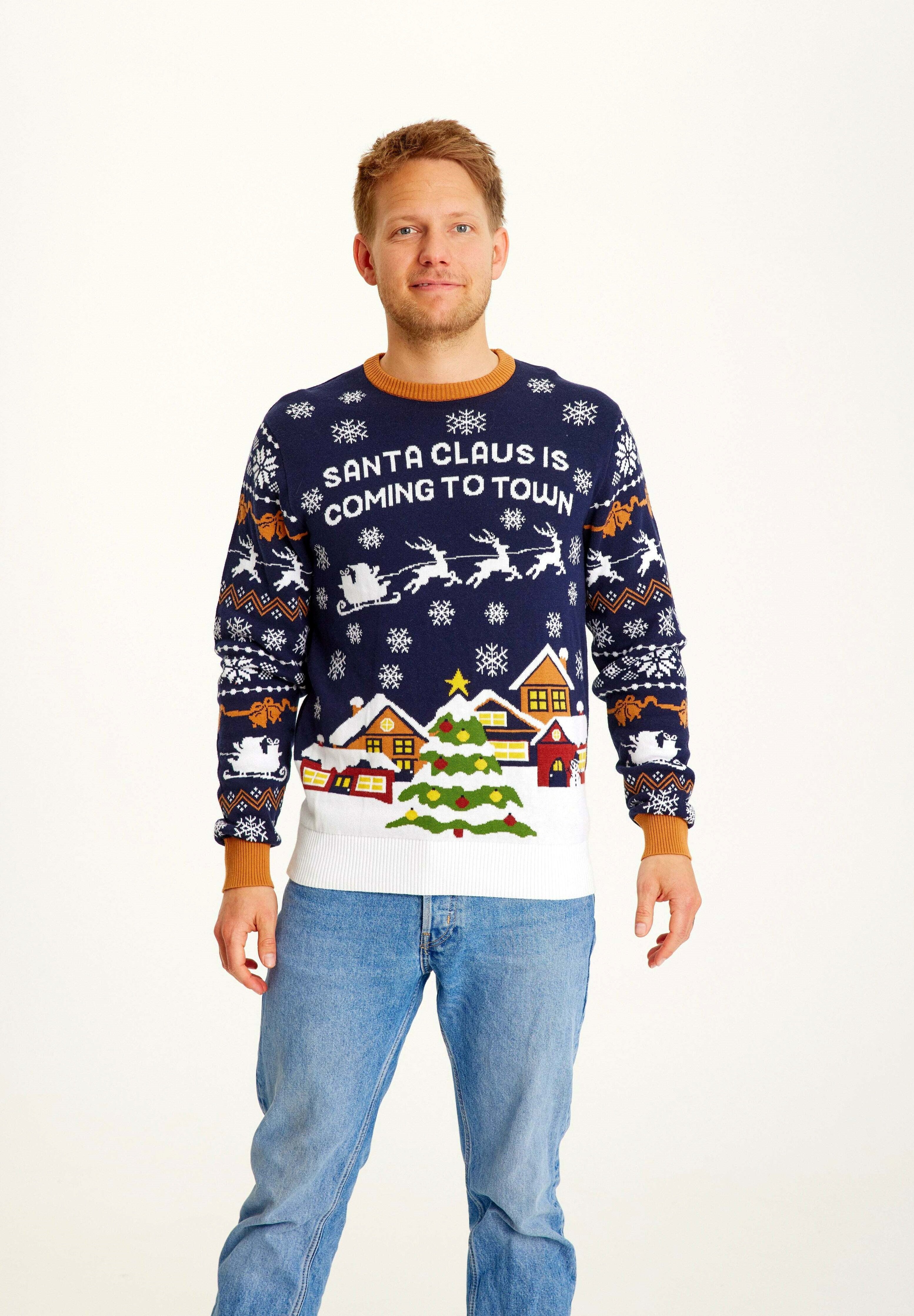 Christmas Sweats SANTA CLAUS IS COMING TO TOWN - Trui - dark  blue/donkerblauw - Zalando.nl