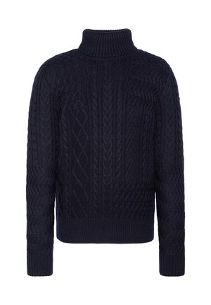 PULL COL ROULÉ TORSADÉ - Striktrøje - marine