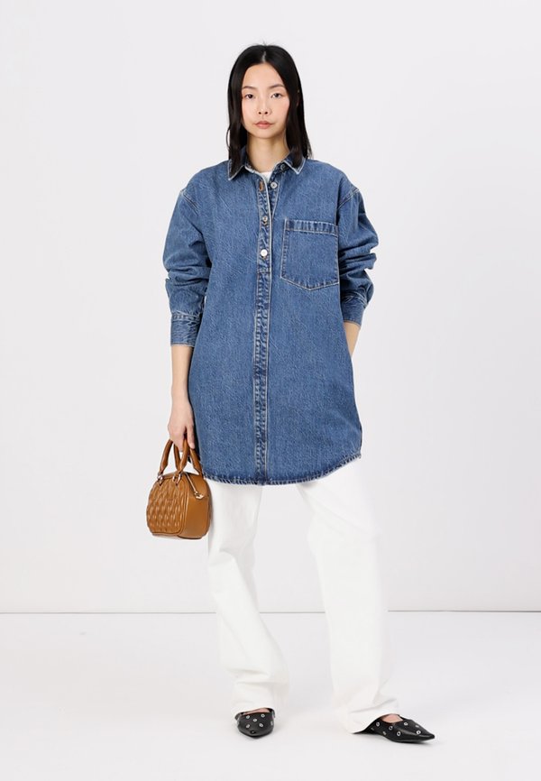 Denim Mini Shirt Dress - Denim dress2