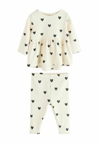 Next REGULAR FIT-2 PIECE FRILL SET - Tamprės – kelnės - black  white heart print
