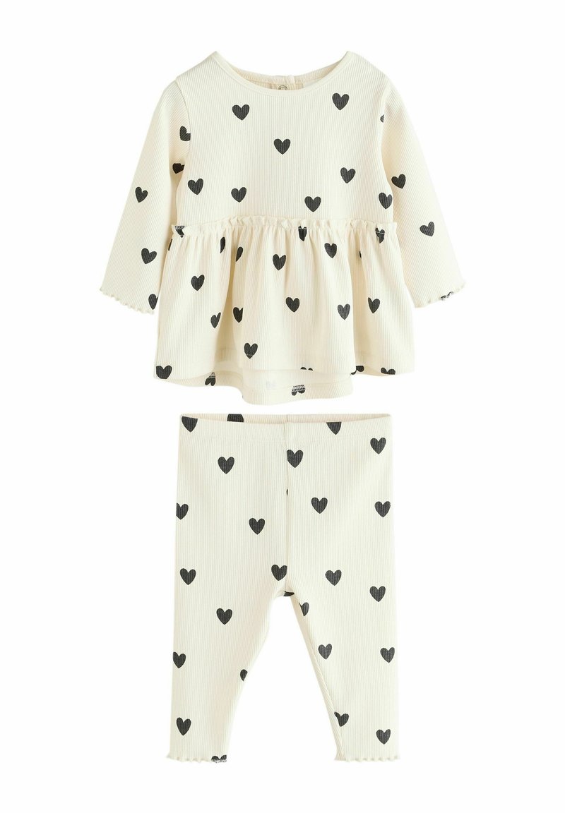 Next REGULAR FIT-2 PIECE FRILL SET - Tamprės – kelnės - black  white heart print