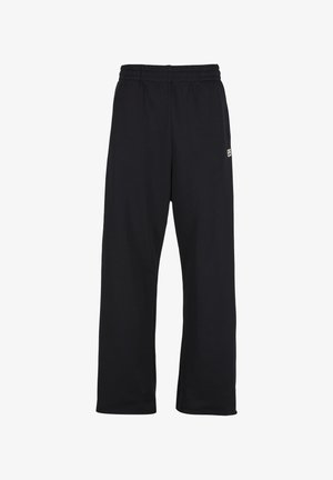 Fekete, bő szabású melegítőnadrág elasztikus derékrésszel és oldalsó varrás menti zsebekkel. Bal oldalon egy kis fehér logóval.